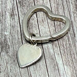 TIFFANY & CO. Heart Shape Heart Charm 925 Sterling Silver Keychain/ Bag Charm